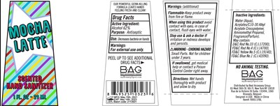 image description - mocha latte scented hand sanitizer  62 vv 29 ml